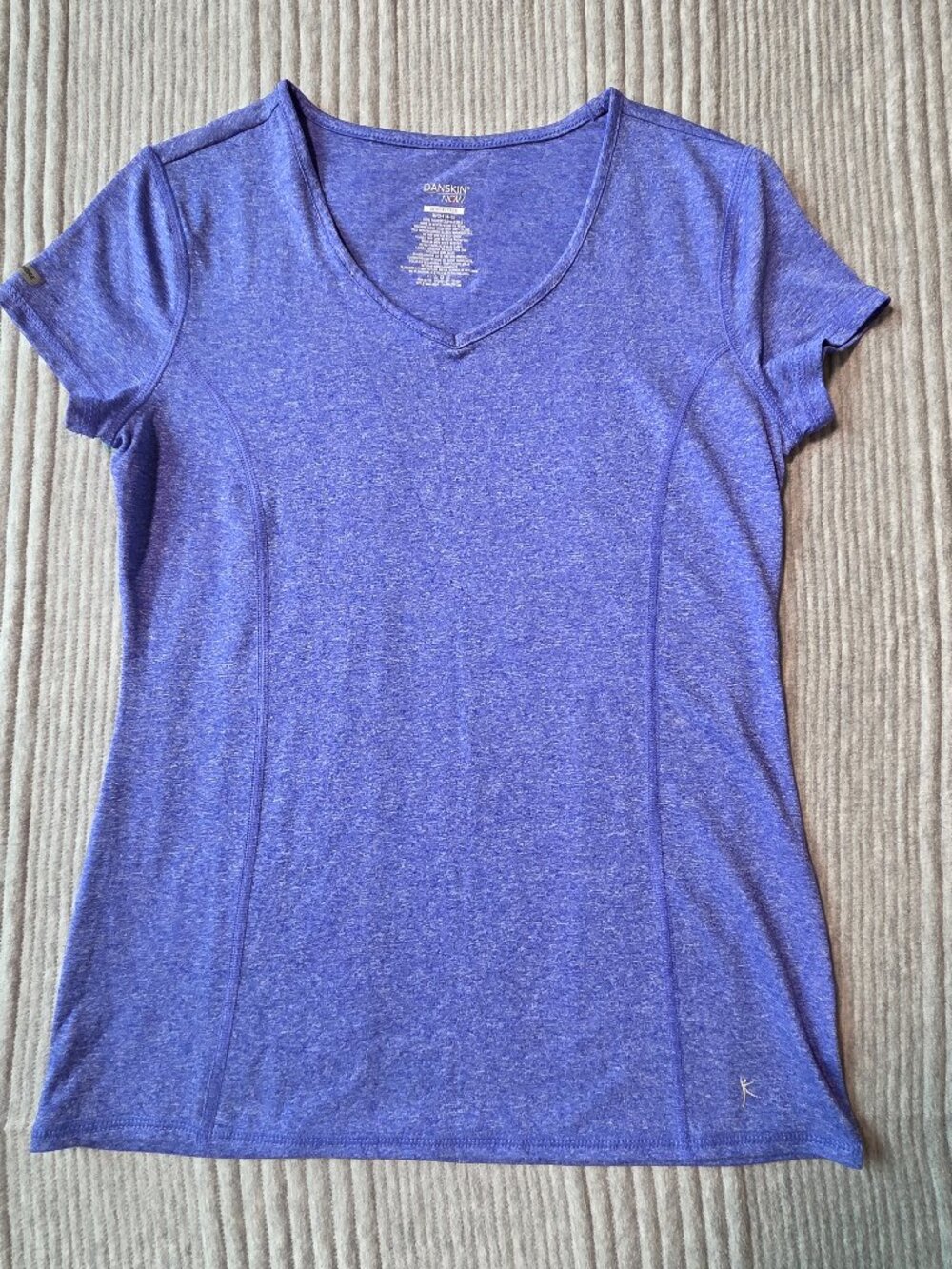 Danskin Now Dri-More Women's Semi-Fitted Athletic Workout Tee Purple Heather Siz